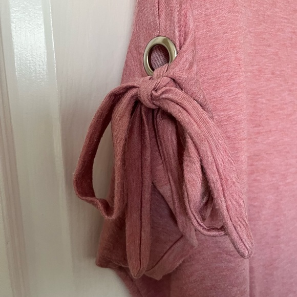 Femme by Tresics pink top with tied sleeve detail - Picture 2 of 3